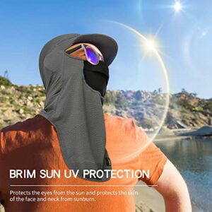 SUNMECI Balaclava Sun Protection Breathable Brim Full Face Mask Cooling Fishing Boating Cycling Sun Mask for Men Women Grey