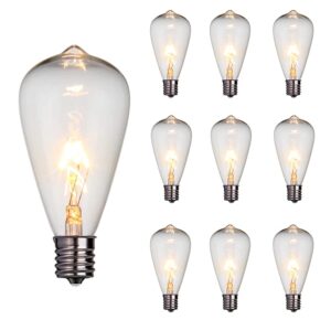 Edison Light Bulbs 10-Pack Replacement ST38 Clear Bulbs - 7 Watts G40/E12 Screw Base for Indoor/Outdoor Patio String Lights, Warm White