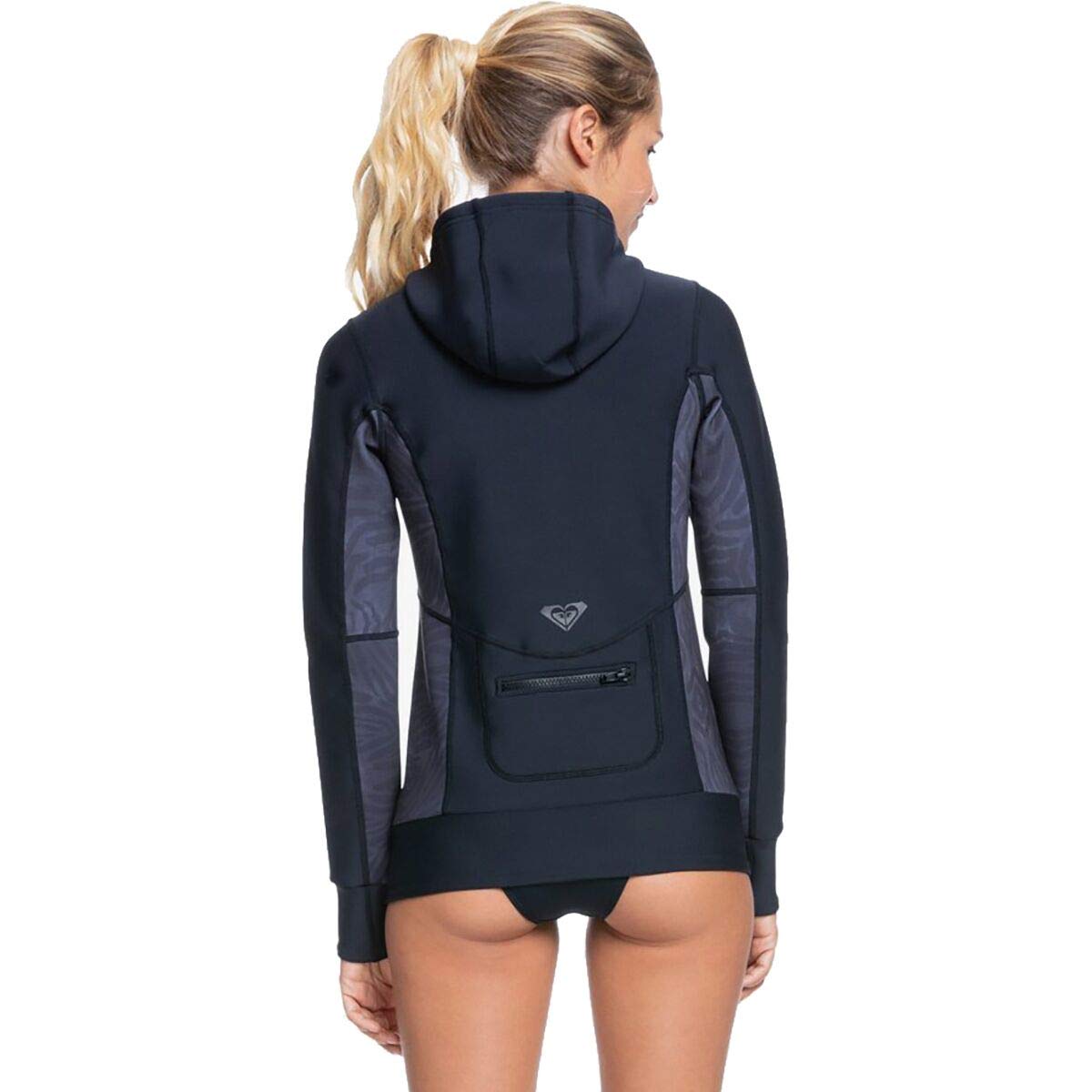 Roxy Womens 1.0 Syncro Paddle Front Zip Hooded Jacket FLT Wetsuit Top - Black/Jet Black | 10