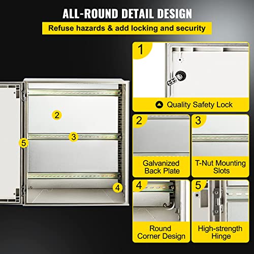 VEVOR Electrical Enclosure Box,23.6''×19.7''×9.1'',Fiberglass Junction Box,IP66 Waterproof & Dustproof,Outdoor Electrical Box,with Mounting Plat