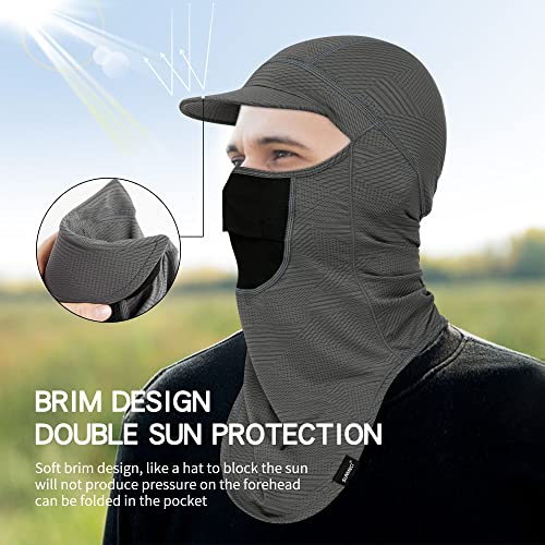 SUNMECI Balaclava Sun Protection Breathable Brim Full Face Mask Cooling Fishing Boating Cycling Sun Mask for Men Women Grey