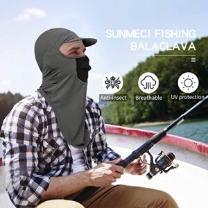 SUNMECI Balaclava Sun Protection Breathable Brim Full Face Mask Cooling Fishing Boating Cycling Sun Mask for Men Women Grey