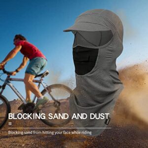 SUNMECI Balaclava Sun Protection Breathable Brim Full Face Mask Cooling Fishing Boating Cycling Sun Mask for Men Women Grey