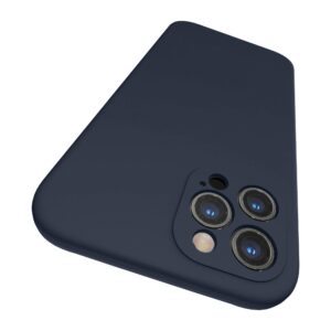 surphy designed for iphone 12 pro max case with camera protection, liquid silicone phone case with microfiber lining, midnight blue