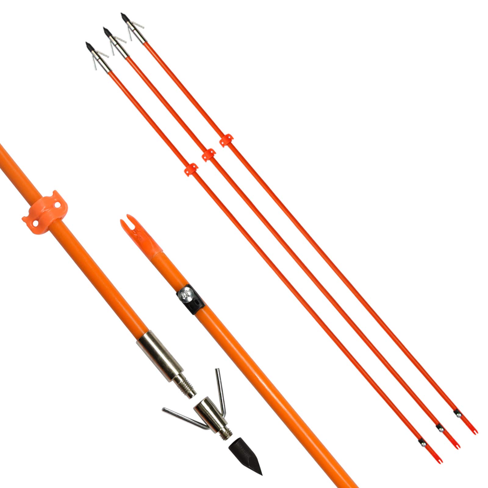 NIKA ARCHERY Bowfishing Arrows 32" Fish Hunting Solid Fiberglass Shaft for All Bows, Pack of 3