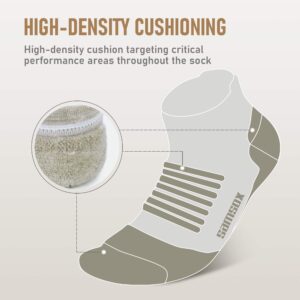 SAMSOX 2-Pair Merino Wool Running Socks, Made in USA, Oatmeal M