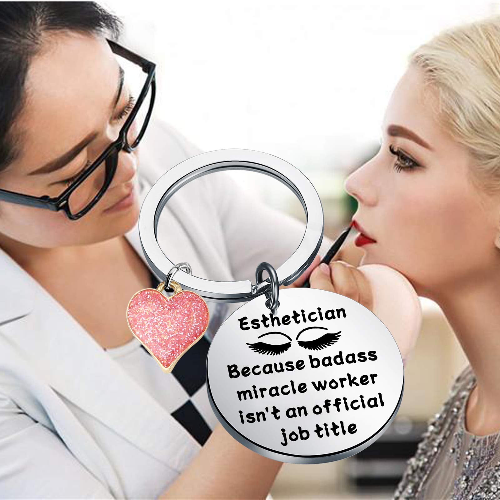 MYOSPARK Esthetician Gifts Esthetician Because Badass Miracle Worker Isn't An Official Job Title Keychain (Esthetician KC)