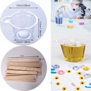 Mixing Cup 100PCS,40ml Disposable Plastic Resin Mixing Cups Multipurpose Dispensing Cup for Mixing Paint, Epoxy, Resin Crafts DIY (Clear),Come with 20 PCS Wood Craft Sticks