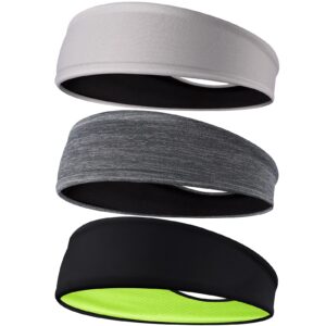 Braylin Men's Headbands, 3-Pack Headbands for Men, Sport Headbands for Running Fitness Yoga Cycling, Sweat Wicking Non Slip