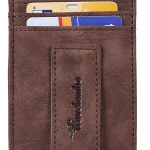 Travelambo Money Clip for Men Magnetic Front Pocket Wallet Slim Wallet Minimalist Card Holder RFID Blocking (Coffee)