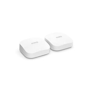 Amazon eero Pro 6E mesh Wi-Fi router | 2.5 Gbps Ethernet | Coverage up to 4,000 sq. ft. | Connect 100+ devices | Ideal for streaming, working, and gaming | 2-Pack | 2022 release