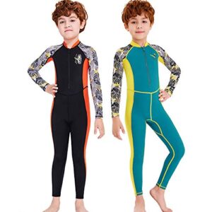 Youth Girls Boys One Piece Water Sports Sun Protection Rash Guard UPF 50+ Long Sleeves Full Suit Swimsuit Wetsuit Swimwear