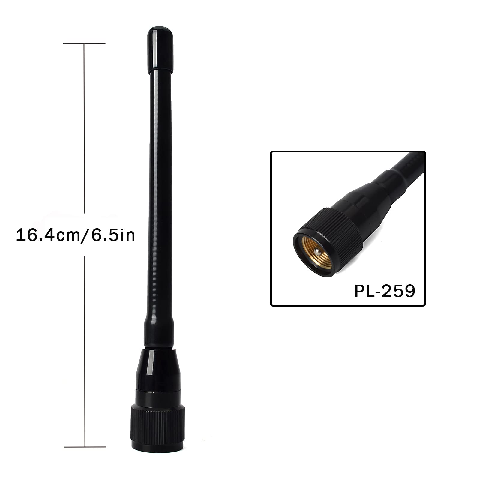 TWAYRDIO VHF Marine Antenna 156-163 MHz 50W 6.5in Stubby Antenna W/16.4ft SO239 to PL259 Connector RG58 Coaxial Cable and L-shape Mounting Bracket for Boat Pontoon Sailboat Yacht Marine Radios