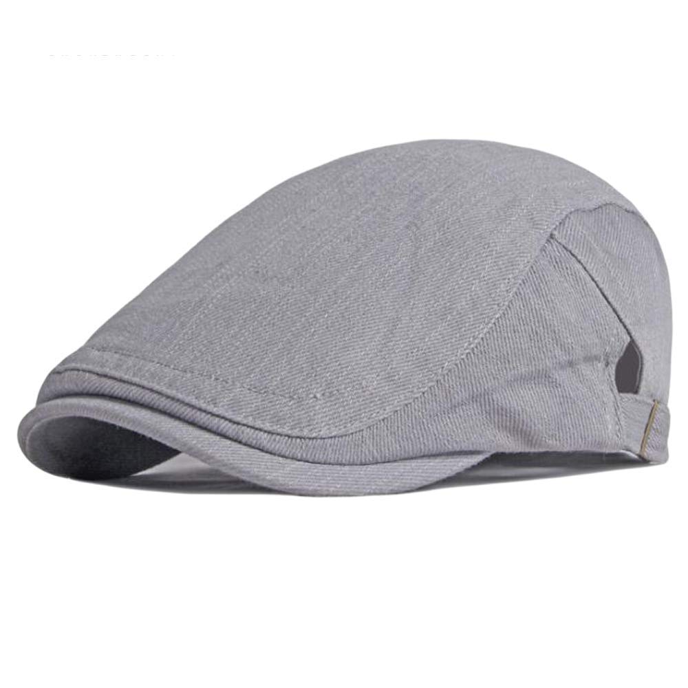 2 Pack Cotton Ivy Flat Cap Newsboy Hat Gatsby Cabbie Driving Hat for Men Black/Grey