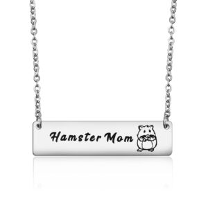 PLITI Hamster Mom Jewelry Hamster Lover Gifts Hamster Owner Birthday Gifts Hamster Mother's Day Gift Funny Animal Gifts For Hamster Lovers Breeder Mom Hamster Mom Necklace (Hamster Mom Necklace)