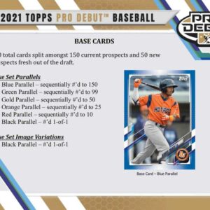 2021 Topps Pro Debut Baseball Hobby Box (4 Autos or Relic: 24 Packs/8 Cards)