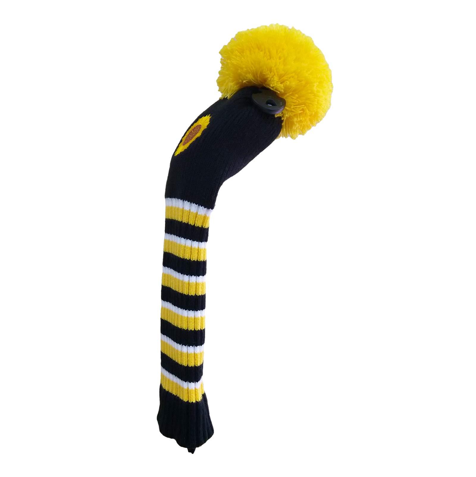 CHEZBABY Sunflower Embroidery Golf Club Head Covers Cute Knitted 460cc Driver Wood POM POM Long Neck(3/5)