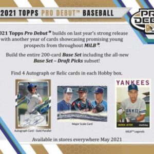 2021 Topps Pro Debut Baseball Hobby Box (4 Autos or Relic: 24 Packs/8 Cards)