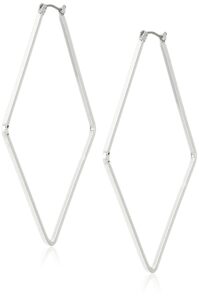 nine west square click-it hoop earrings, silver-tone, one size