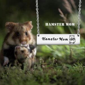 PLITI Hamster Mom Jewelry Hamster Lover Gifts Hamster Owner Birthday Gifts Hamster Mother's Day Gift Funny Animal Gifts For Hamster Lovers Breeder Mom Hamster Mom Necklace (Hamster Mom Necklace)