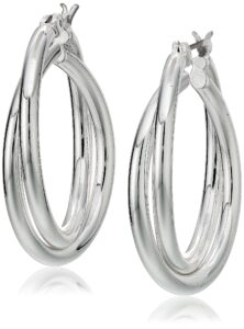 anne klein twisted hoop earrings, silver tone