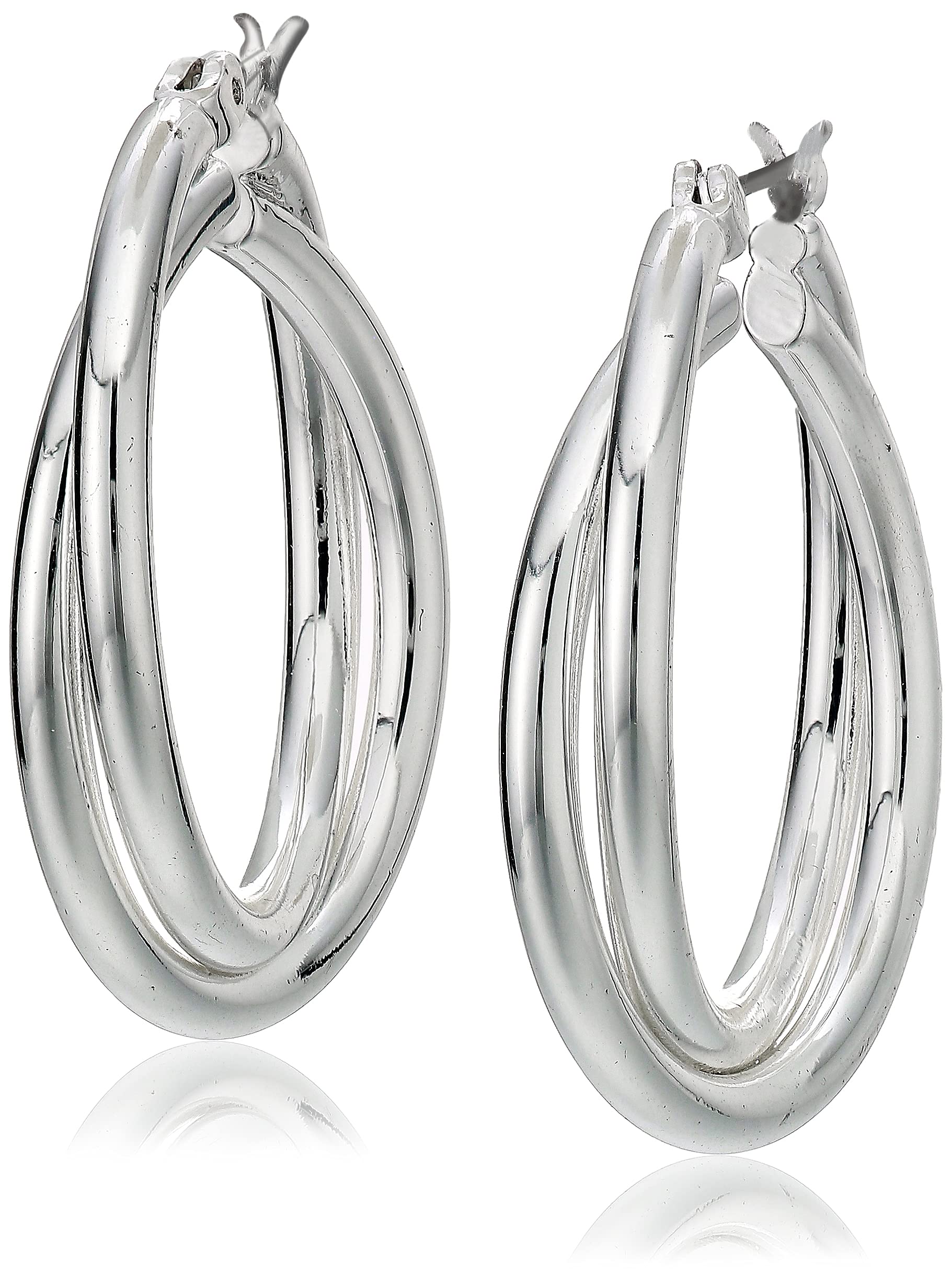 Anne Klein Twisted Hoop Earrings, Silver Tone