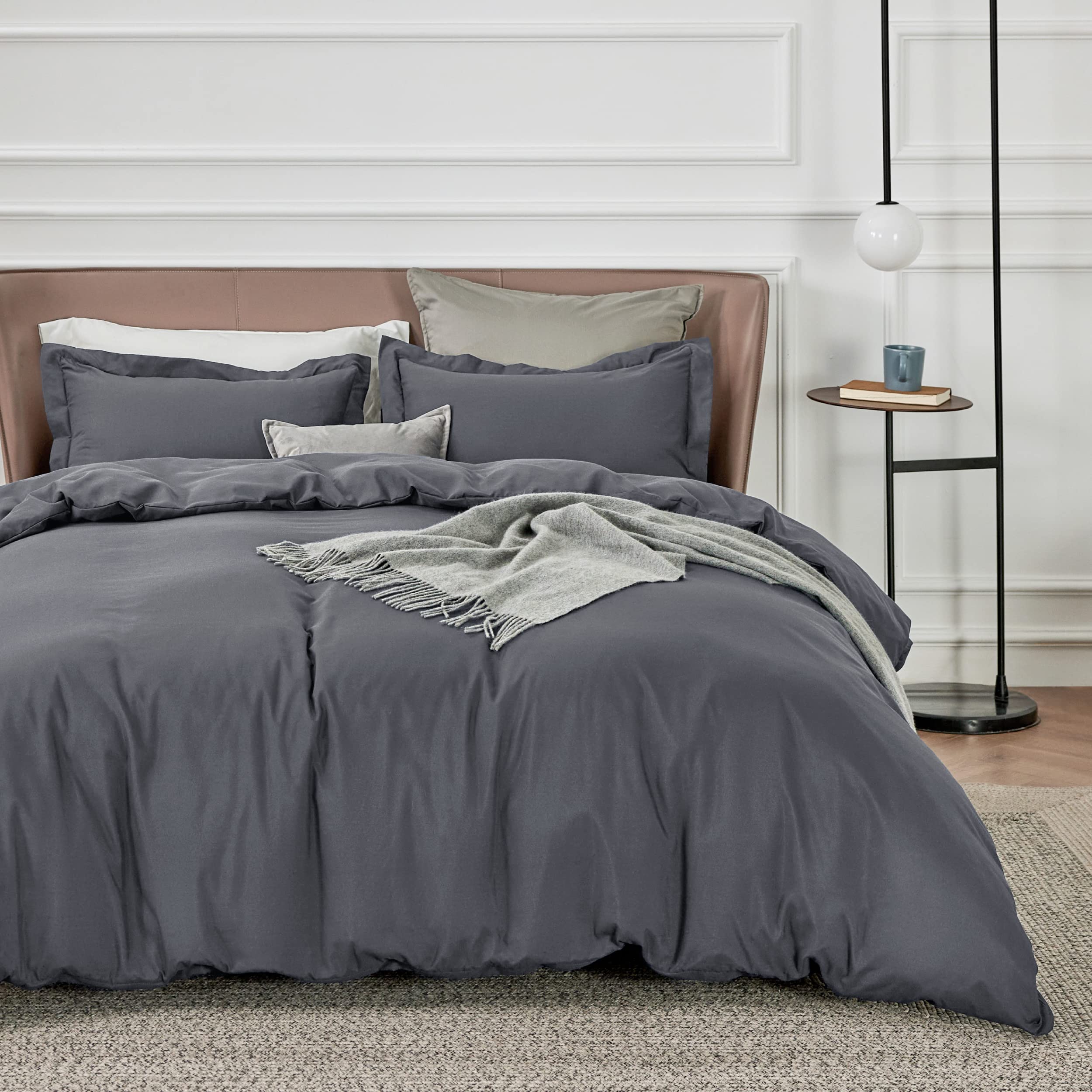 Bedsure Twin/Twin XL Duvet Cover Kids - Soft Double Brushed Duvet Cover Twin, 2 pcs, Includes 1 Dark Grey Kids' Duvet Cover (68"x90") with Zipper Closure & 1 Pillow Sham, NO Comforter