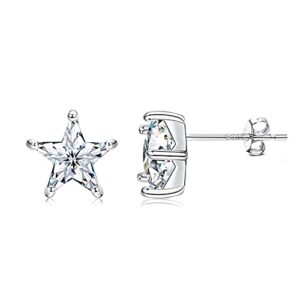 sllaiss sterling silver star stud earrings cute cz stud earrings for women men dainty earrings stud jewelry gifts(star)