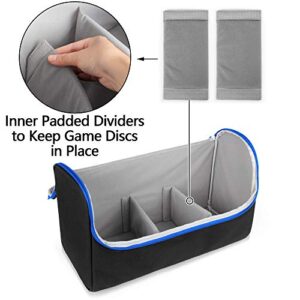 Trunab Game Disc Case Hold Up to 24 Discs, Portable Storage Bag Gaming Disk Organizers, Compatible with Xbox 360/Xbox One/Xbox Series X/S/PS4/PS4 Pro/PS3/PS5, Blue (Patent Design)