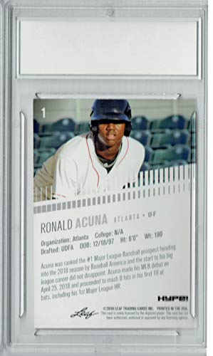 Ronald Acuna 2018 Leaf HYPE! #1 Masterpiece True 1 of 1 Rookie Card PGI 10