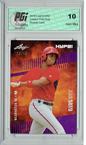 Juan Soto 2018 Leaf HYPE! #15 Purple SP, Just 10 Made Rookie Card PGI 10