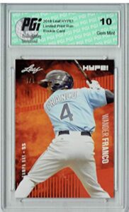 wander franco 2018 leaf hype! #2a orange blank back 1 of 1 rookie card pgi 10