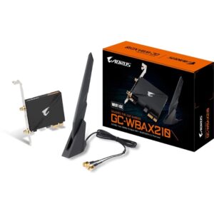 gigabyte wifi 6e gc-wbax210 (2x2 802.11ax/ tri-band wifi/bluetooth 5.2/ pcie expansion card)