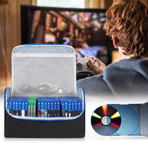 Trunab Game Disc Case Hold Up to 24 Discs, Portable Storage Bag Gaming Disk Organizers, Compatible with Xbox 360/Xbox One/Xbox Series X/S/PS4/PS4 Pro/PS3/PS5, Blue (Patent Design)