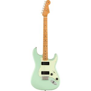 fender noventa stratocaster electric guitar, surf green, maple fingerboard