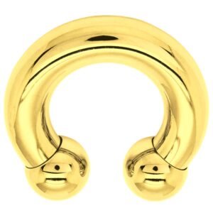 bodytrend titanium circular barbell horseshoe pa ring in gold - 00g to 18g - popular sizes 6mm to 19mm - british standard - certified by sheffield assay office