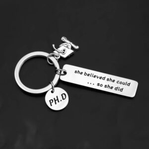 FOTAP PHD Keychain Doctor of Philosophy Jewelry Doctorate Gift PhD Graduation Gift She Believed She Could So She Did Keychain (PHD key)