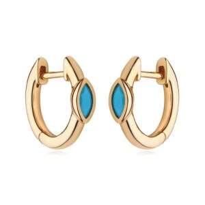 GDCOIN Gold Huggie Hoop Earrings for Women 14K Gold Plated Turquoise Diamond Cubic Zirconia Twist Spike Earrings Delicate Small Simple Hypoallergenic Jewelry Gift