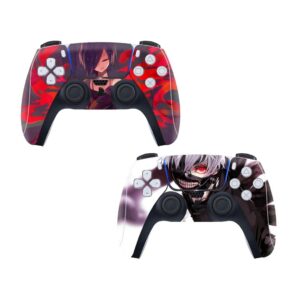 ebty-dreams inc. - set of 2 ghoul ken kaneki, touka kirishima vinyl skin sticker decal protector for playstation 5 (ps5) controllers