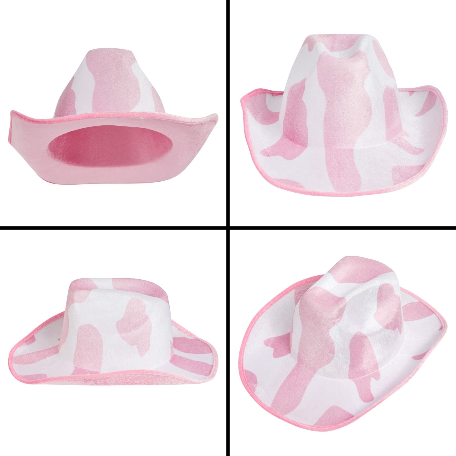 Zodaca Cowboy Hat for Women, Men - Light Pink Cowgirl Hat with Cow Print Design for Birthday Party, Costume (Adult Size)