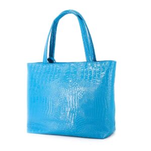 Womens Crocodile Large Tote Handbag Purse Shoulder Bag Travel Satchel Handbag (Lake Blue)