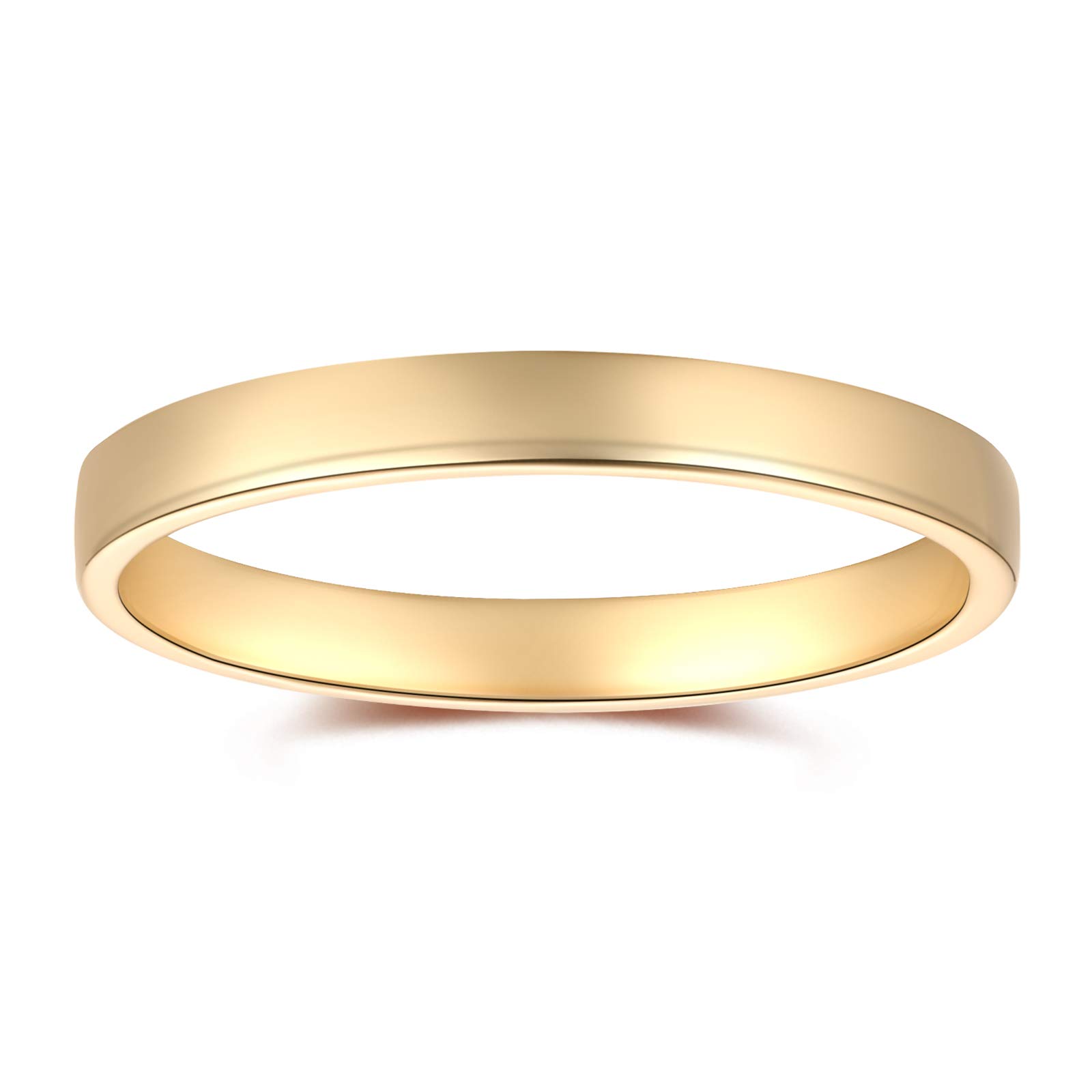 14K Solid Gold Bold Stacker Ring | Classic Wedding Band 14K Yellow Gold 2.5mm | Bold Stacking Rings for Her Fine Jewelry Size 8