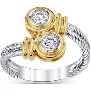 Jude Jewelers Silver Gold Plated Two Tone Braided Knot Wedding Engagement Promise Statement Ring (Silver Gold, 7)