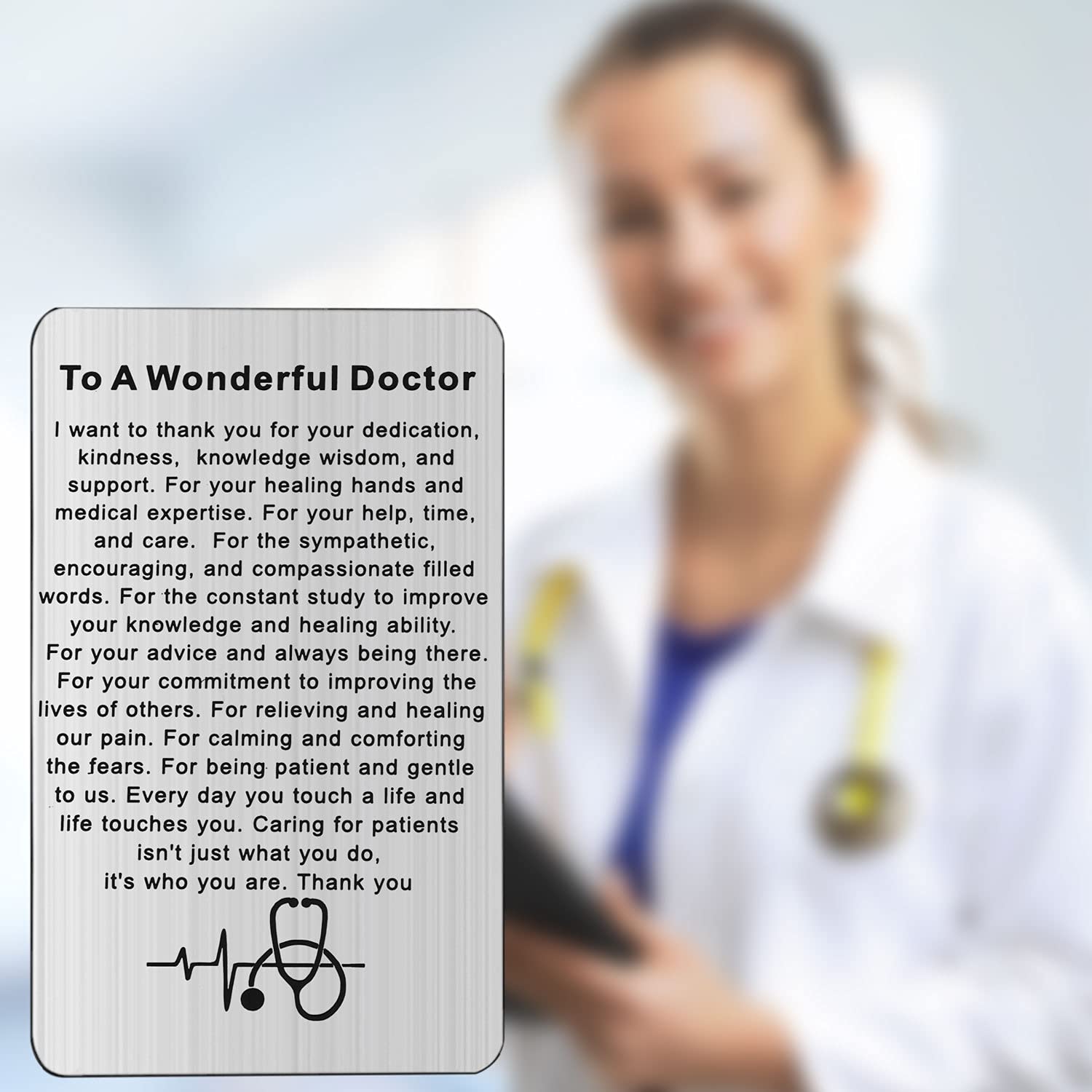 UJIMS Doctor Appreciation Gift To A Wonderful Doctor Wallet Insert Doctor Retirement Gift Thank You Gift Medical Doctor Jewelry (Wonderful Doctor Wallet)