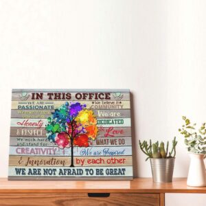 Inspirational Wall Art For Office, Canvas Prints Motivational Quotes Poster Artwork In This Office We Are A Team Modern Home Decorations Framed And Stretched Ready To Hang For Living Room