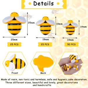 Jetec 100 Pieces Tiny Resin Bees Ornaments Decor 0.98 Inch, 0.74 Inch, 0.55 Inch Tiny Bees for Crafts Flatback Bee Shaped Embellishments Bee Charms Bees for Wreath Party Home Decoration (Bee)