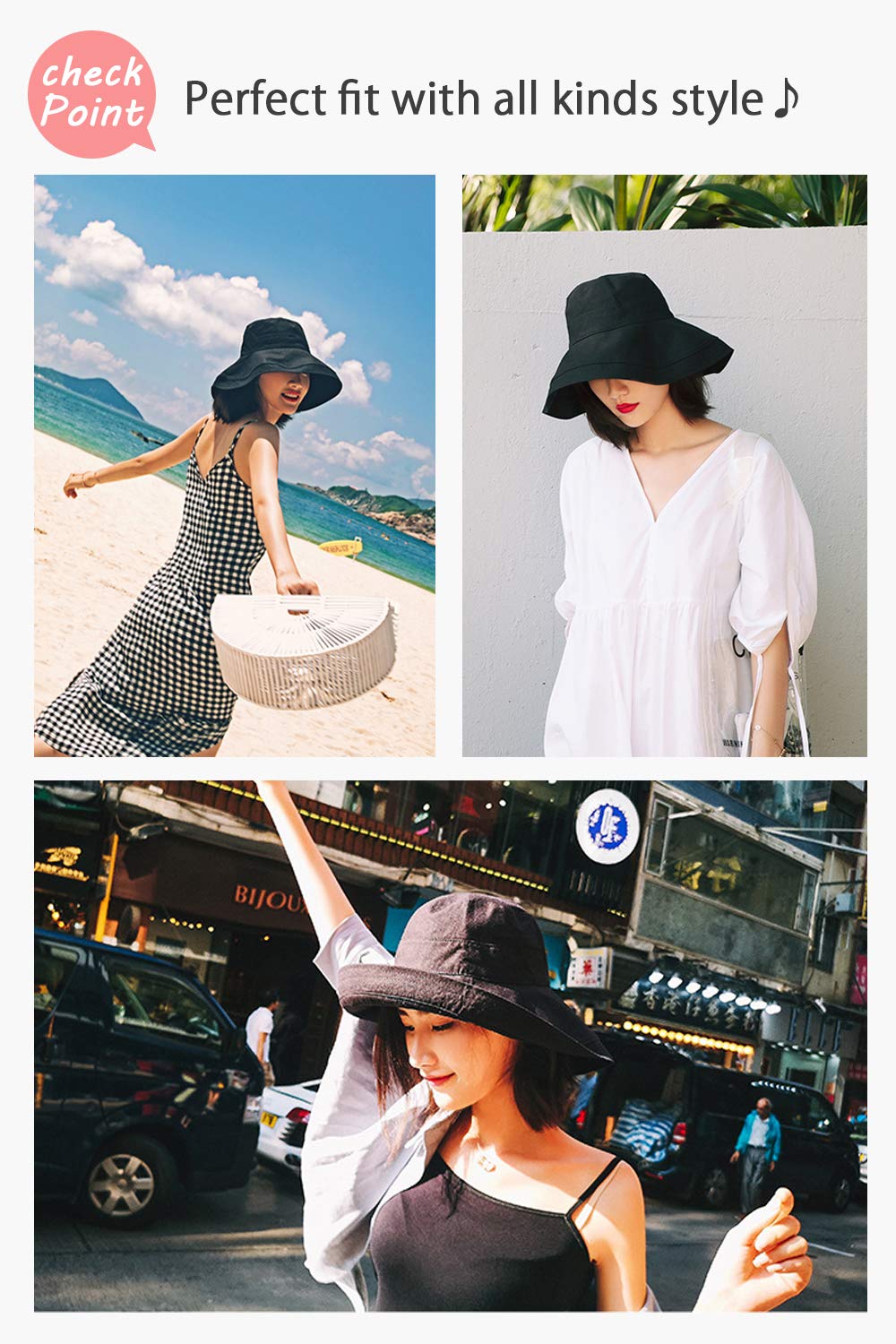 DRIONO Wide Brim Bucket Hat - UPF50+ Protection Travel Beach Sun Hat with Semi-Rigid Adjustable Foldable Brim (Wheat)