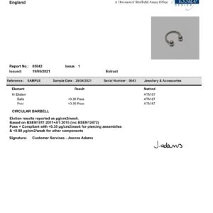 Bodytrend Titanium Circular Barbell Horseshoe PA Ring in Gold - 00G to 18G - Popular Sizes 6mm to 19mm - British Standard - Certified by Sheffield Assay Office