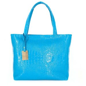 womens crocodile large tote handbag purse shoulder bag travel satchel handbag (lake blue)