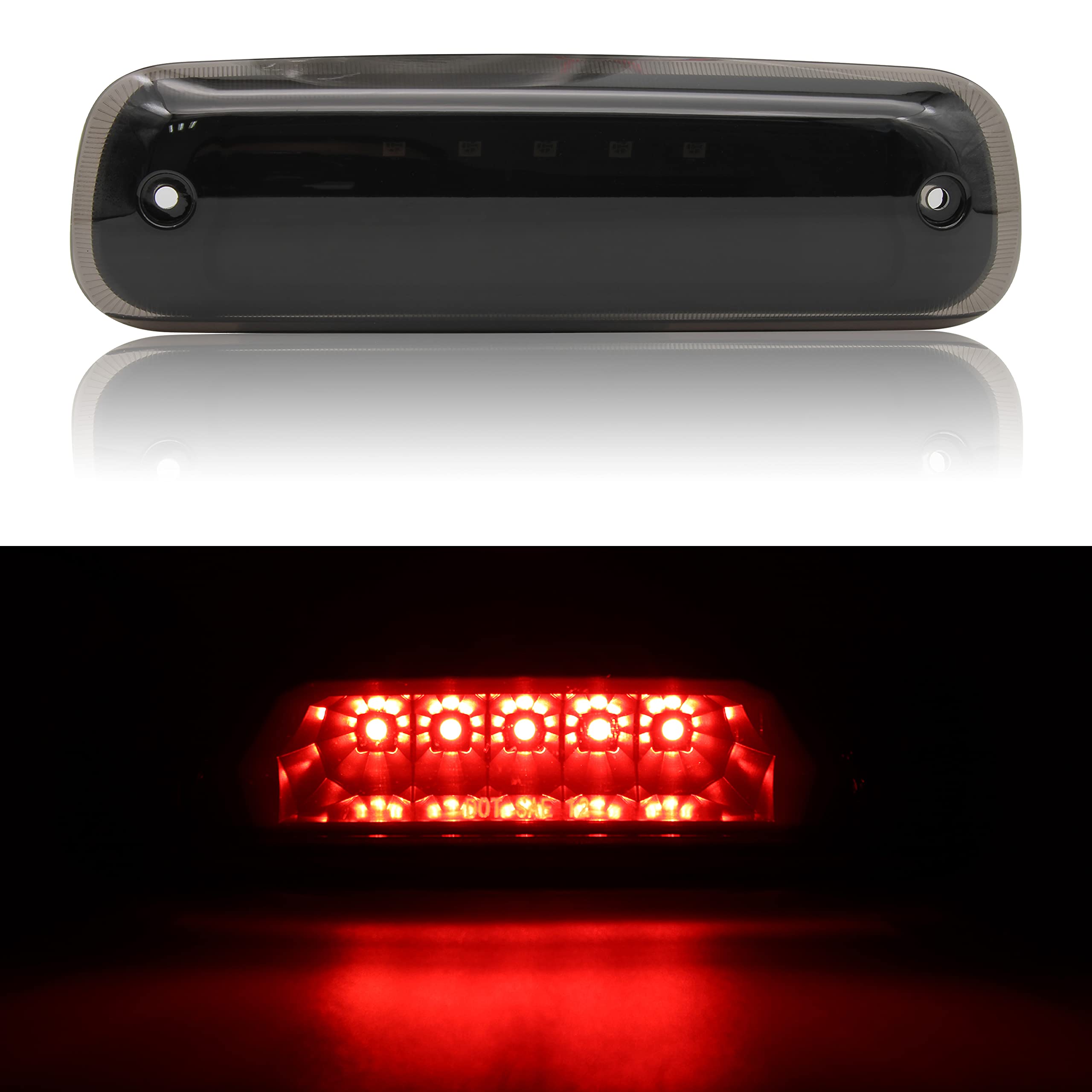 LED 3rd Third Brake Light for Cherokee 97-01, KEWISAUTO Smoked Black Center High Mount Stop Light for Jeep Cherokee 1997 1998 1999 2000 2001 Accessories(1PCS, Replace# 55155614AE)